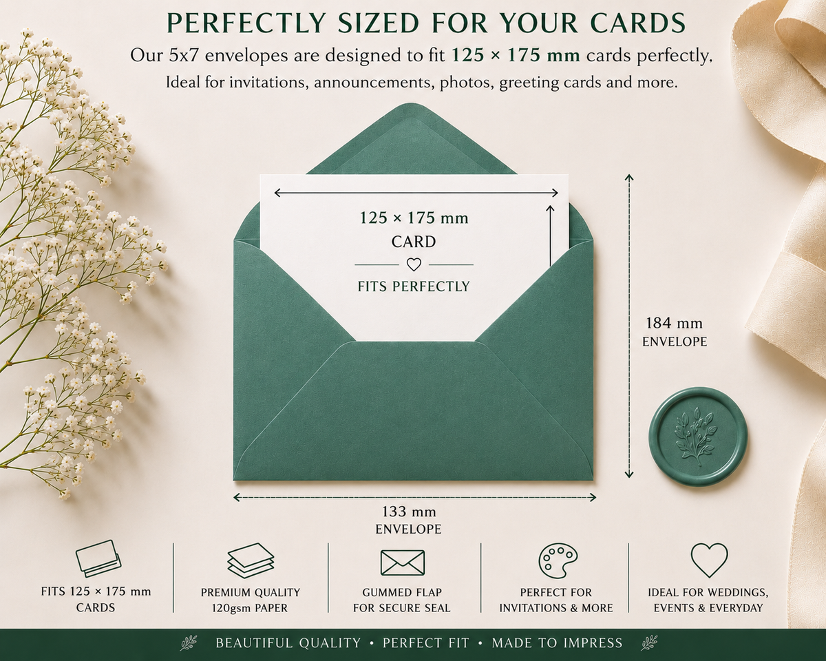 5×7 Deep Green 120gsm Envelopes -133 × 184mm