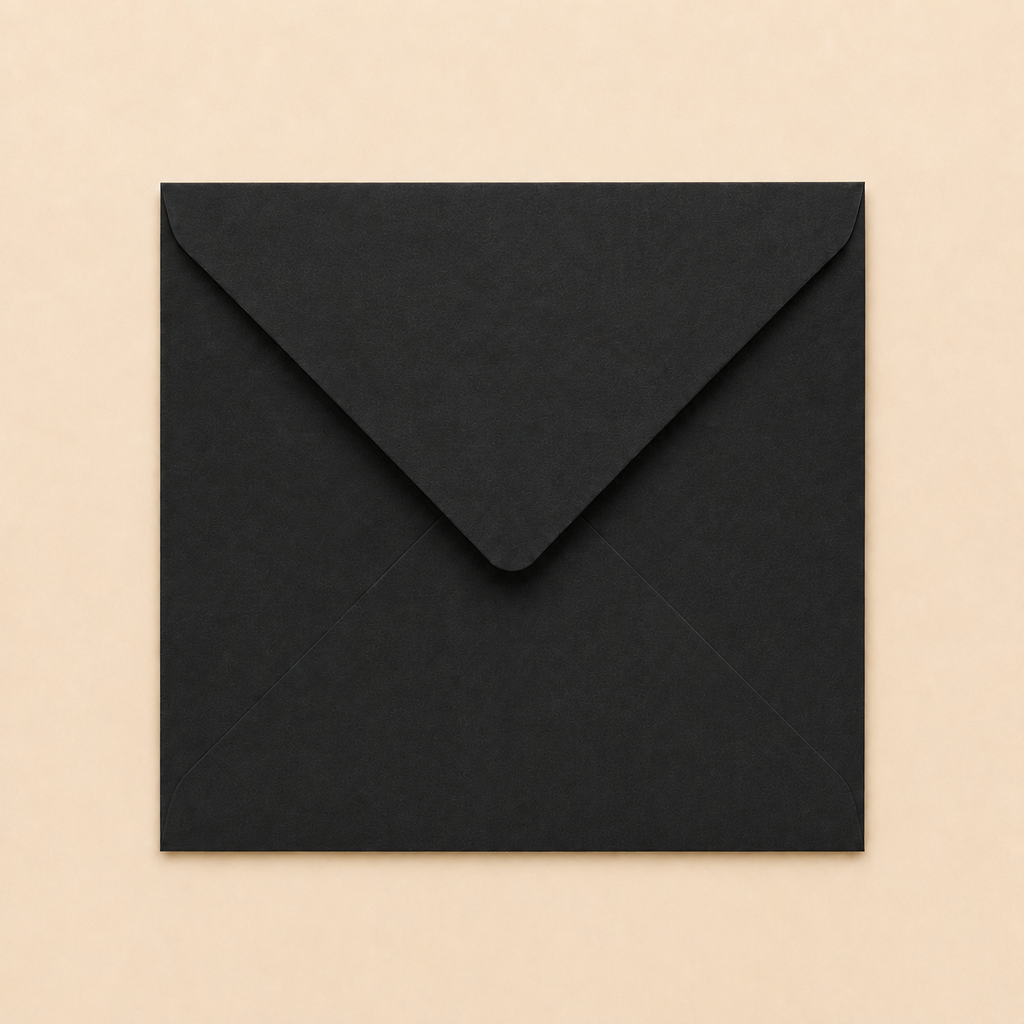 6x6 Black Envelopes – 100gsm – 155 × 155mm