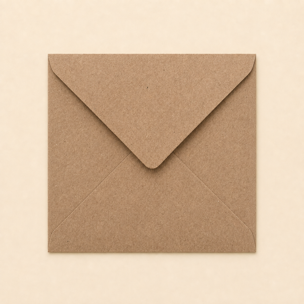 6x6 Recycled Kraft Fleck Envelopes – 110gsm – 155 × 155mm