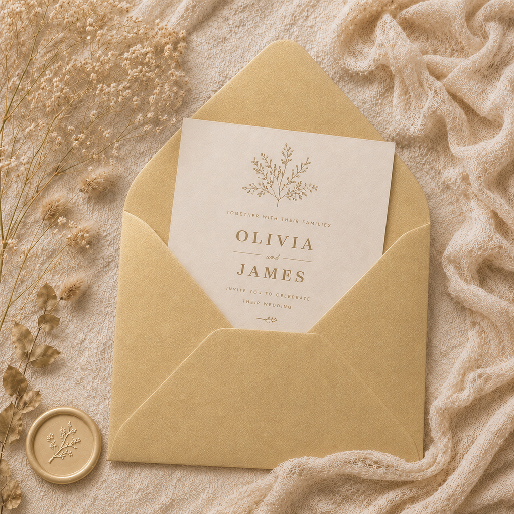 6x6 Metallic Gold Envelopes – 100gsm – 155 × 155mm