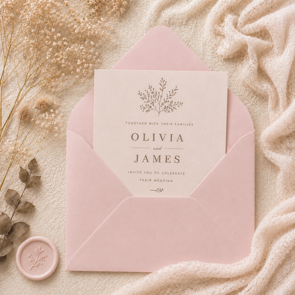6x6 Light Pink Envelopes – 100gsm – 155 × 155mm