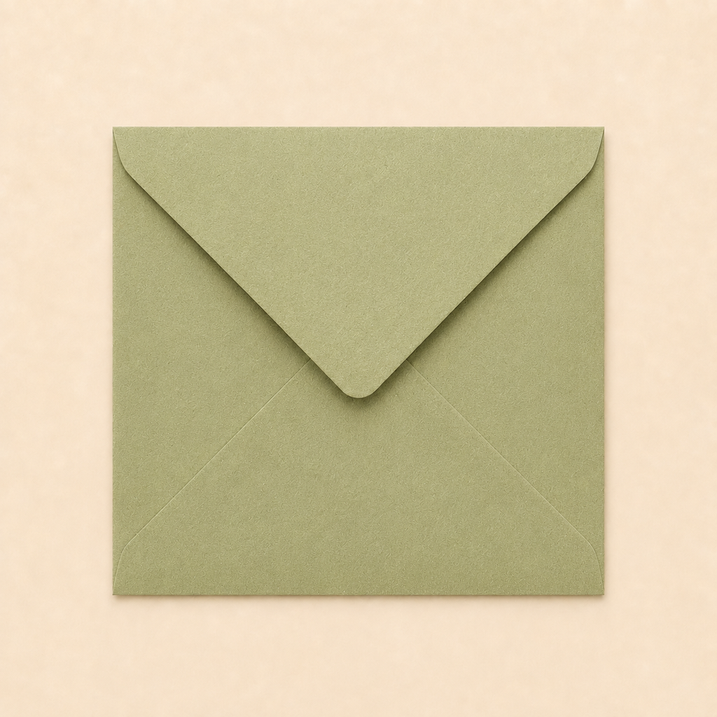 6x6 Sage Green Envelopes – 100gsm – 155 × 155mm