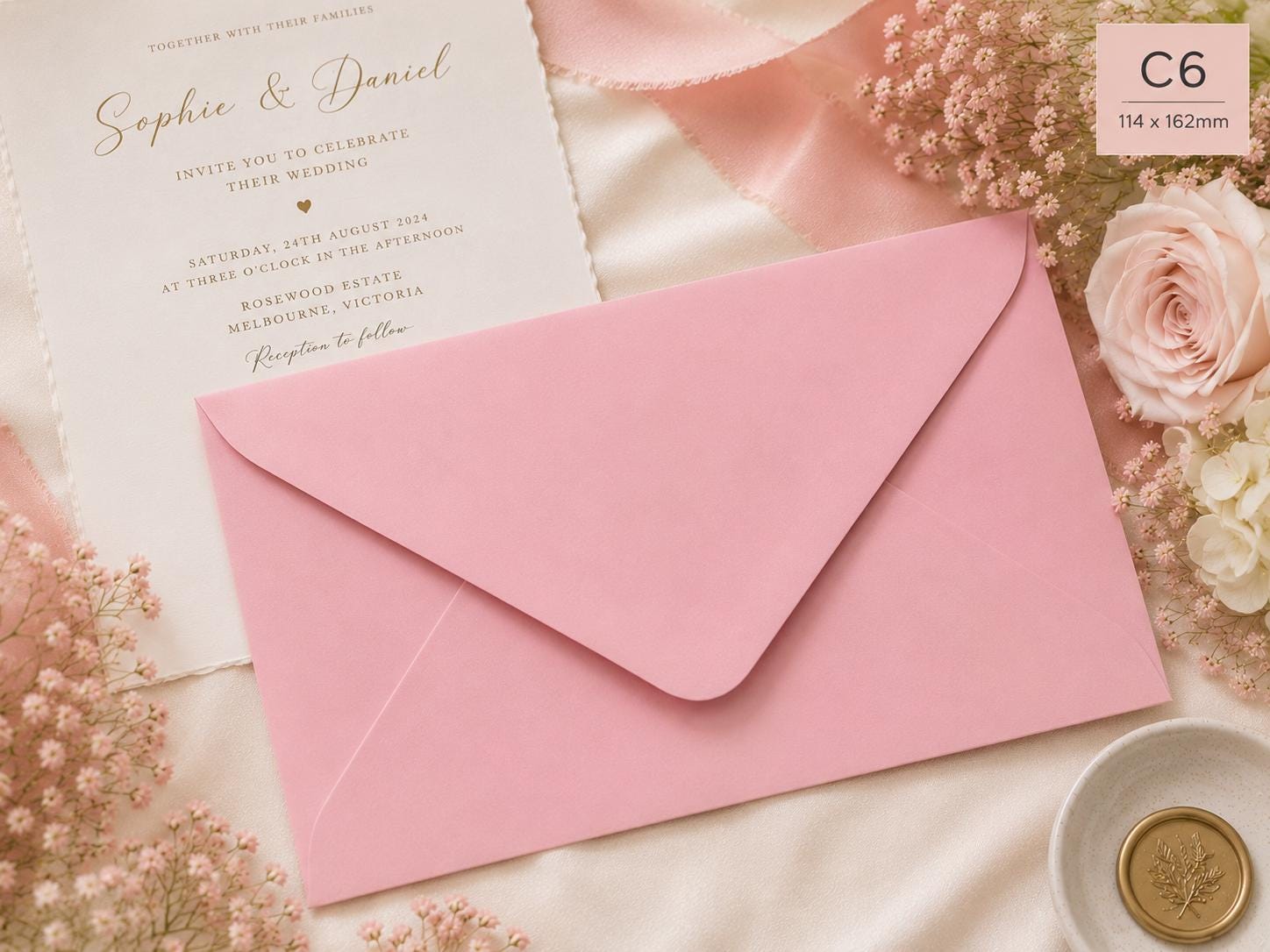 C6 Baby Pink Wedding Envelopes | Soft Pink Invitation Envelopes for Cards & Stationery __etsy:8023585816