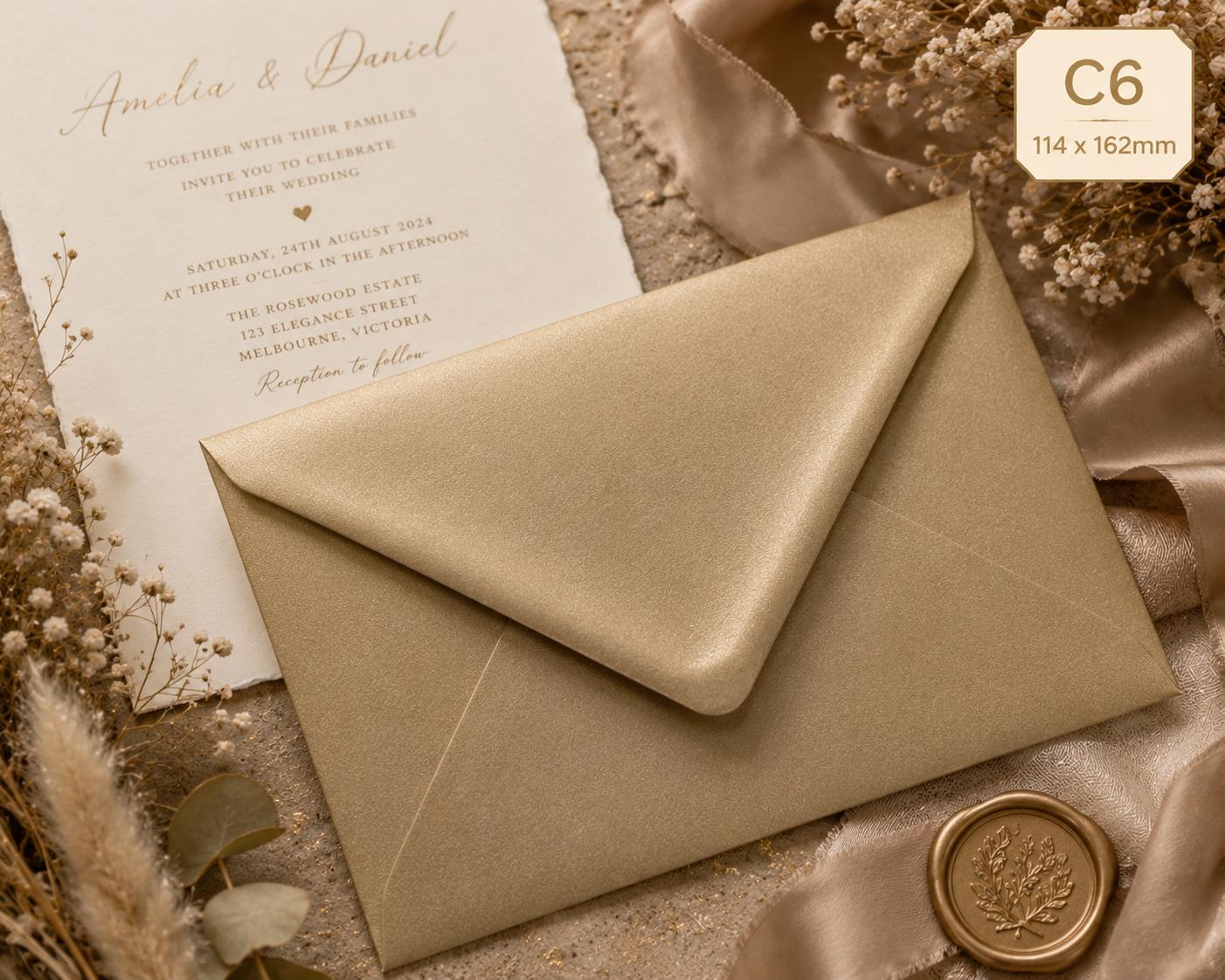 C6 Gold Wedding Envelopes | Metallic Invitation Envelopes for Luxury Cards & Stationery __etsy:8071555895