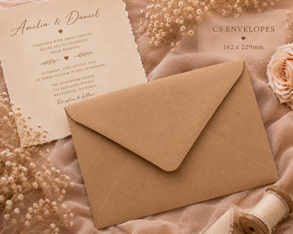 C5 Recycled Ribbed Brown Envelopes | Rustic Eco Friendly Invitation Envelopes __etsy:8023700626