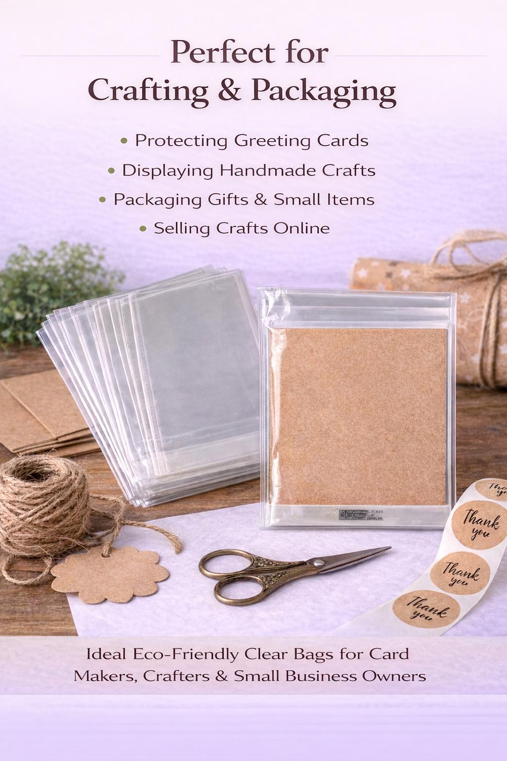 Compostable Cello Bags for 6x6 Cards | Self Seal Eco Display Sleeves (160 x 155mm) __etsy:7972696592