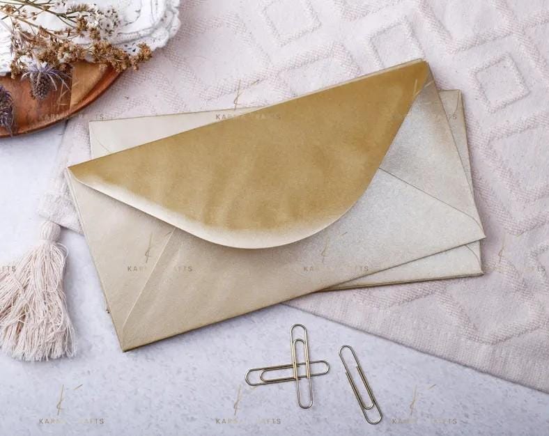 DL Gold Wedding Envelopes | Luxury Metallic Invitation Envelopes for Elegant Wedding Stationery __etsy:7614859779