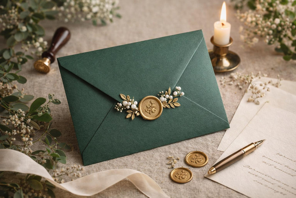 Deep Green Invitation Envelopes, 5x7 Stationery __etsy:7972581420