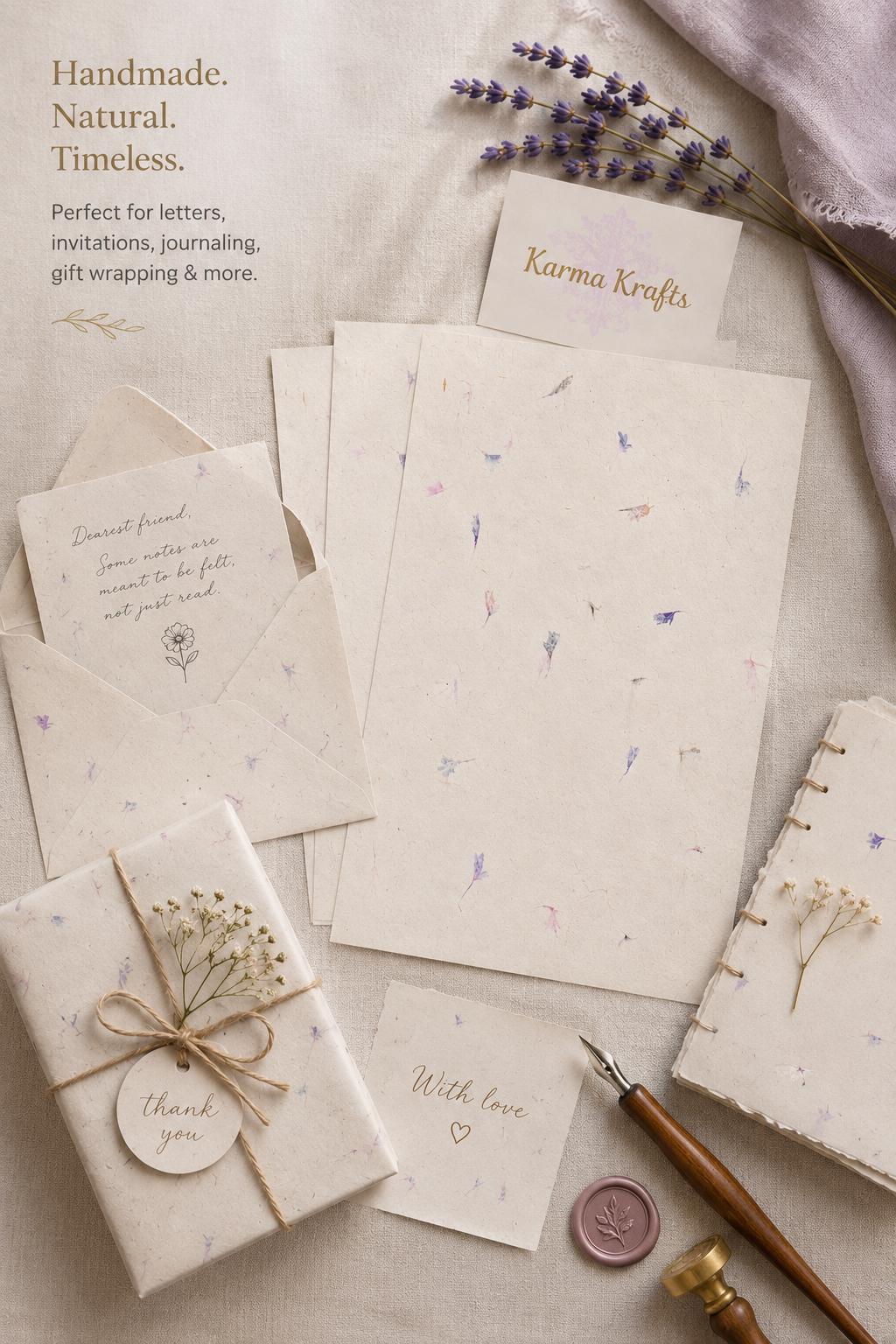 Handmade Lokta Paper A4 – Cornflower Petal Floral Craft Paper – Scrapbooking, Journaling, Invitations (20 Sheets) __etsy:8044969177