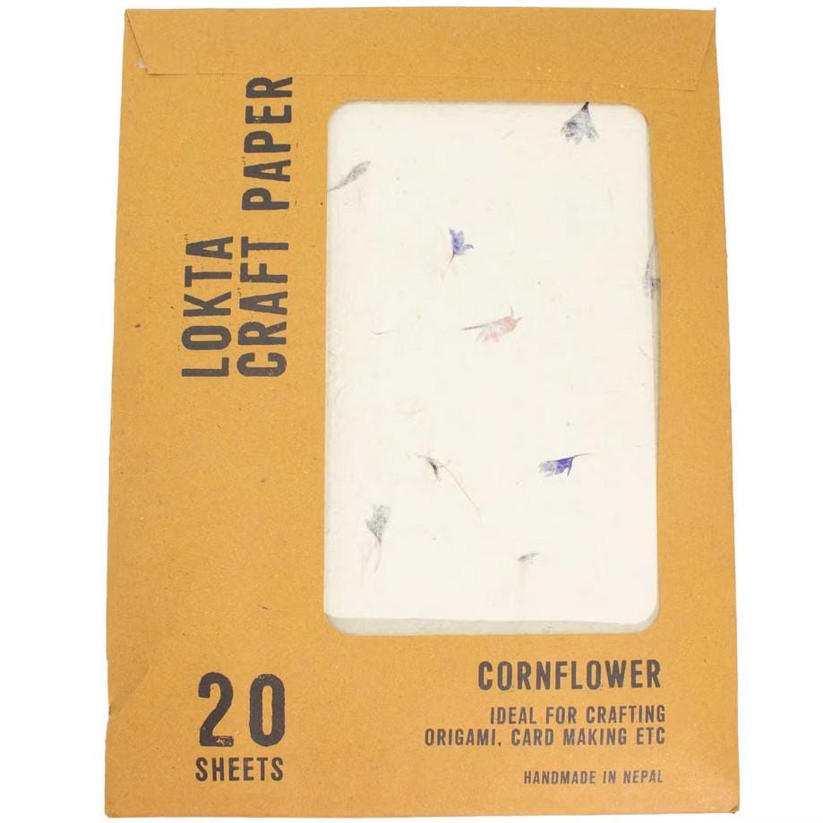 Handmade Lokta Paper A4 – Cornflower Petal Floral Craft Paper – Scrapbooking, Journaling, Invitations (20 Sheets) __etsy:7997042110