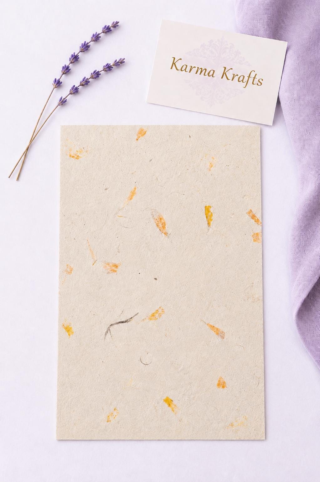 Handmade Marigold Lokta Paper – Textured Floral Craft Paper, 20 Sheets (A4) __etsy:8045531629