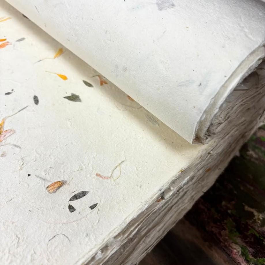 Handmade Mixed Floral Cotton Lokta Paper | 51x76cm Nepalese Artisan Gift Wrap __etsy:8018954134