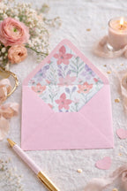 Baby Pink Lined Envelopes | Floral Wedding Invitation Stationery (5x7 inches)