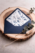 Navy Floral Lined Envelopes | Luxury Wedding Invitation Stationery (5x7 inches)
