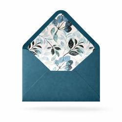 5x7 Teal Lined Envelopes | Botanical Wedding Invitation Envelopes | Luxury Floral Envelope Liners | Handmade UK
