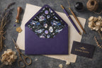 5x7 Gothic Lined Envelopes | Dark Wedding Invitation Envelopes | Skull & Celestial Envelope Liners | Handmade UK