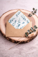 5x7 Kraft Lined Envelopes | Rustic Wedding Invitation Envelopes | Eucalyptus Floral Envelope Liners | Handmade UK