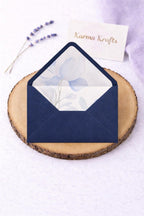 5x7 Navy Lined Envelopes | Blue Floral Wedding Invitation Envelopes | Luxury Handmade UK