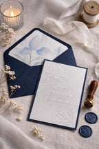 5x7 Navy Lined Envelopes | Blue Floral Wedding Invitation Envelopes | Luxury Handmade UK