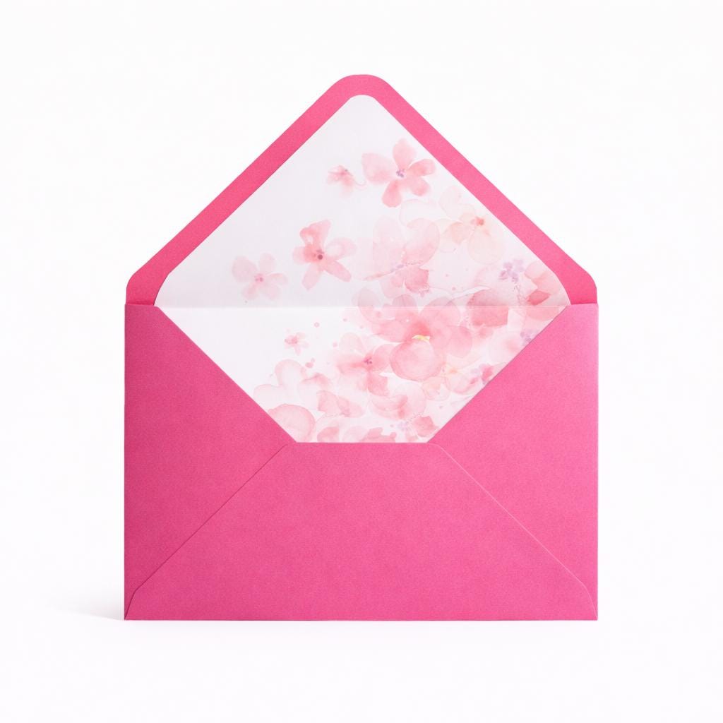 5x7 Pink Floral Lined Envelopes | Blush Wedding Invitation Envelopes | Handmade UK