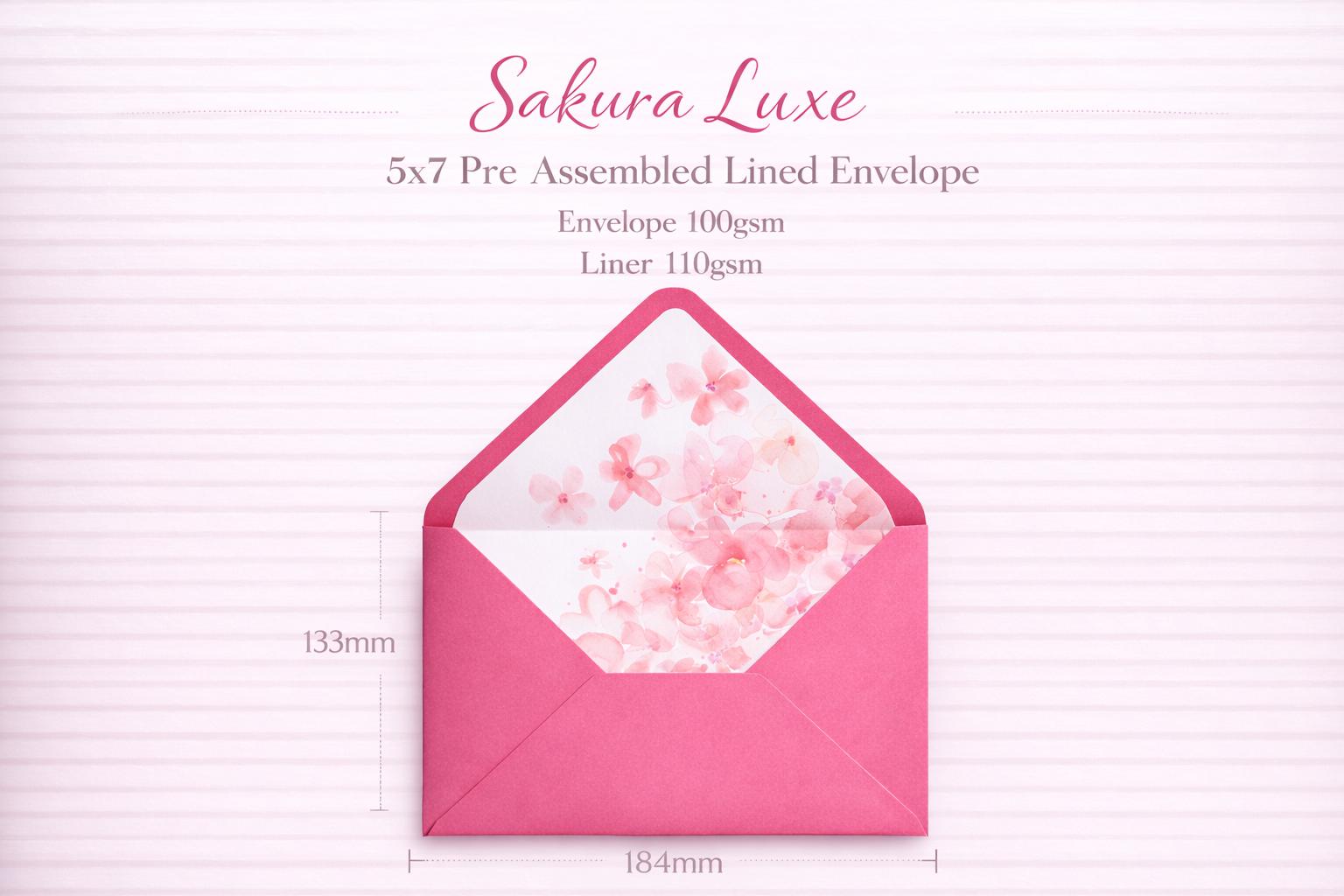 5x7 Pink Floral Lined Envelopes | Blush Wedding Invitation Envelopes | Handmade UK
