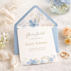 Dusty Blue 5x7 Envelopes with Watercolour Floral Liner | Wedding Stationery