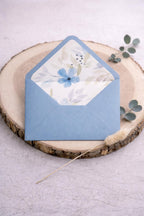 Dusty Blue 5x7 Envelopes with Watercolour Floral Liner | Wedding Stationery