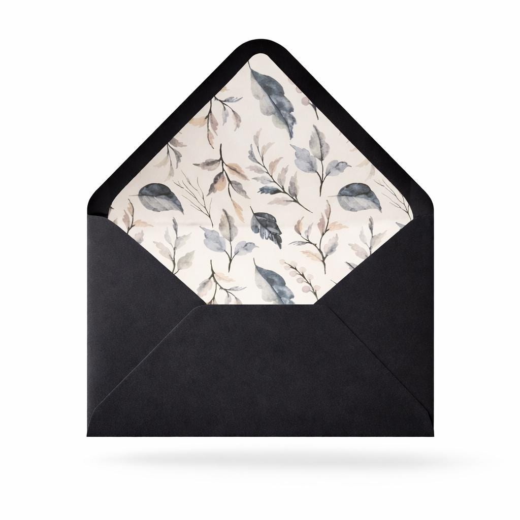 Navy Floral Lined Envelopes | Luxury Wedding Invitation Stationery (5x7 inches)