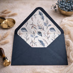 Navy Floral Lined Envelopes | Luxury Wedding Invitation Stationery (5x7 inches)