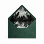 5x7 Gothic Wedding Lined Envelopes | Dark Green Castle Invitation Envelopes | Alternative Handmade UK