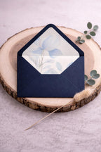 5x7 Navy Lined Envelopes | Blue Floral Wedding Invitation Envelopes | Luxury Handmade UK