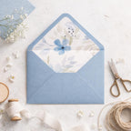 Dusty Blue 5x7 Envelopes with Watercolour Floral Liner | Wedding Stationery