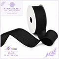 Black 38mm x 20m Roll | Woven Decorative Ribbon | Gift Wrapping Ribbon | Florist Ribbon | Wedding Crafts & Hampers