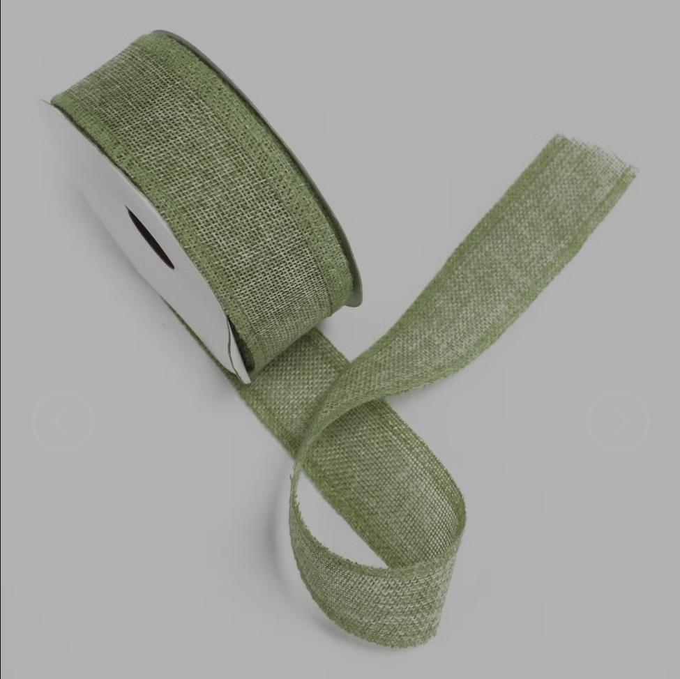 Moss Green 38mm x 20m Roll | Woven Decorative Ribbon | Gift Wrapping Ribbon | Florist Ribbon | Wedding Crafts & Hampers