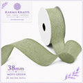 Moss Green 38mm x 20m Roll | Woven Decorative Ribbon | Gift Wrapping Ribbon | Florist Ribbon | Wedding Crafts & Hampers