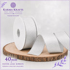 Silver Lamé Ribbon 40mm | Luxury Metallic Ribbon for Gift Wrapping, Wedding Decor, Floristry & Crafts