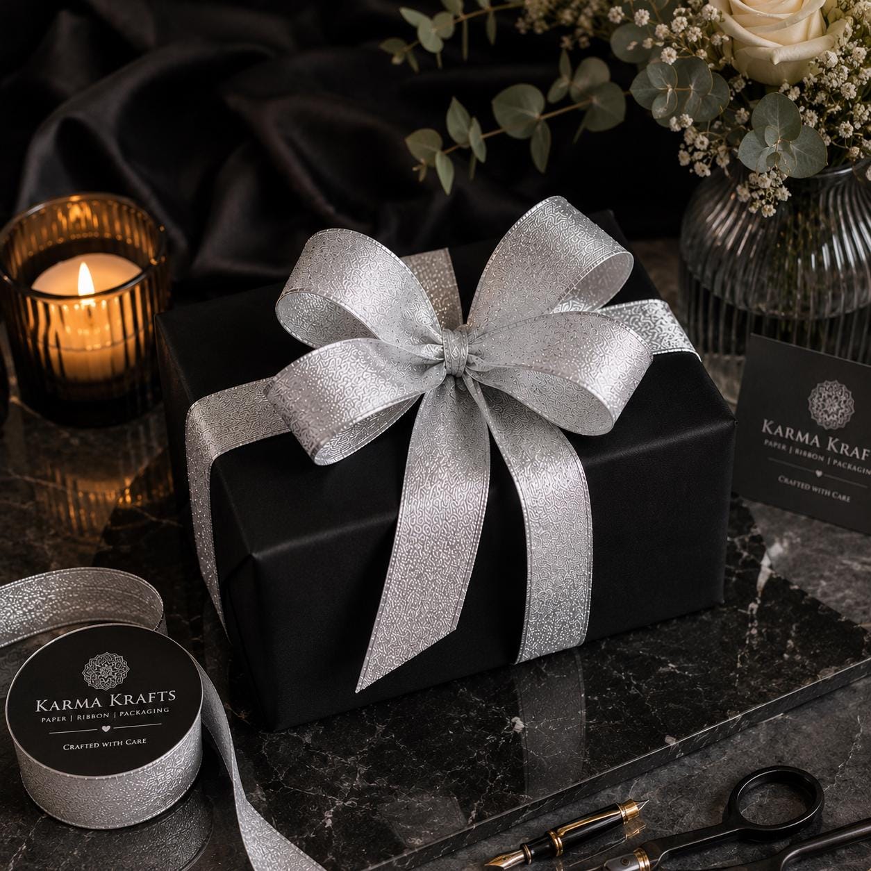 Silver Lamé Ribbon 40mm | Luxury Metallic Ribbon for Gift Wrapping, Wedding Decor, Floristry & Crafts