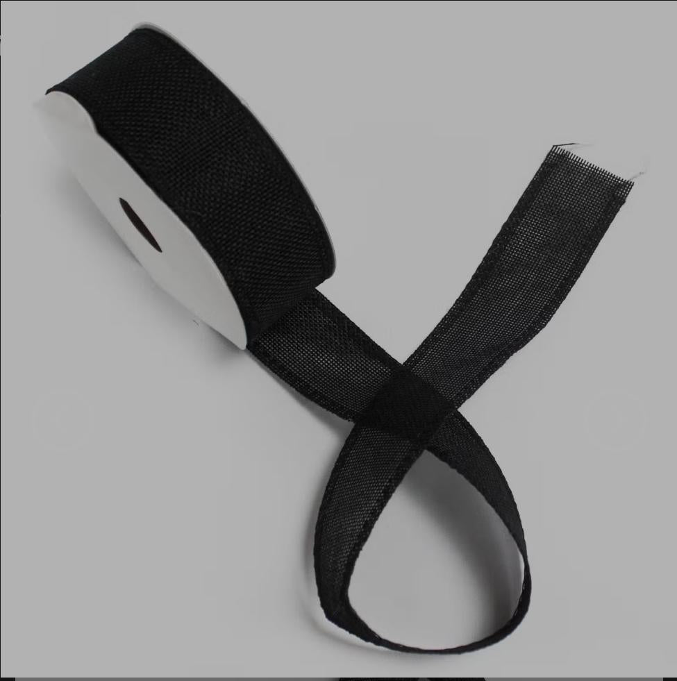 Black 38mm x 20m Roll | Woven Decorative Ribbon | Gift Wrapping Ribbon | Florist Ribbon | Wedding Crafts & Hampers