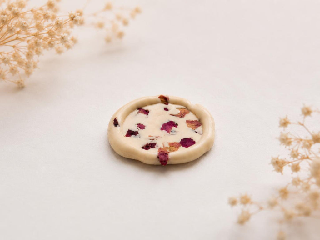 Handmade Rose Petal Wax Seal Stickers | Self-Adhesive Floral Seals for Invitations