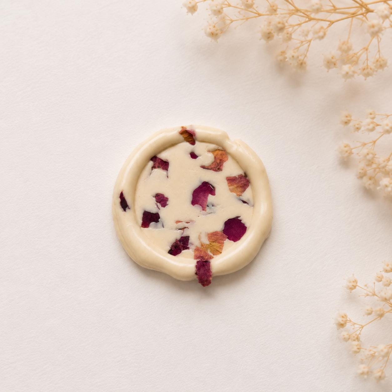 Handmade Rose Petal Wax Seal Stickers | Self-Adhesive Floral Seals for Invitations