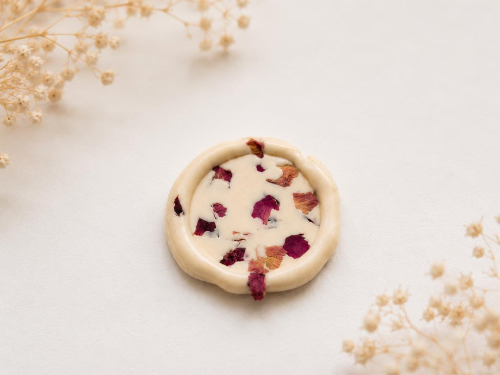 Handmade Rose Petal Wax Seal Stickers | Self-Adhesive Floral Seals for Invitations