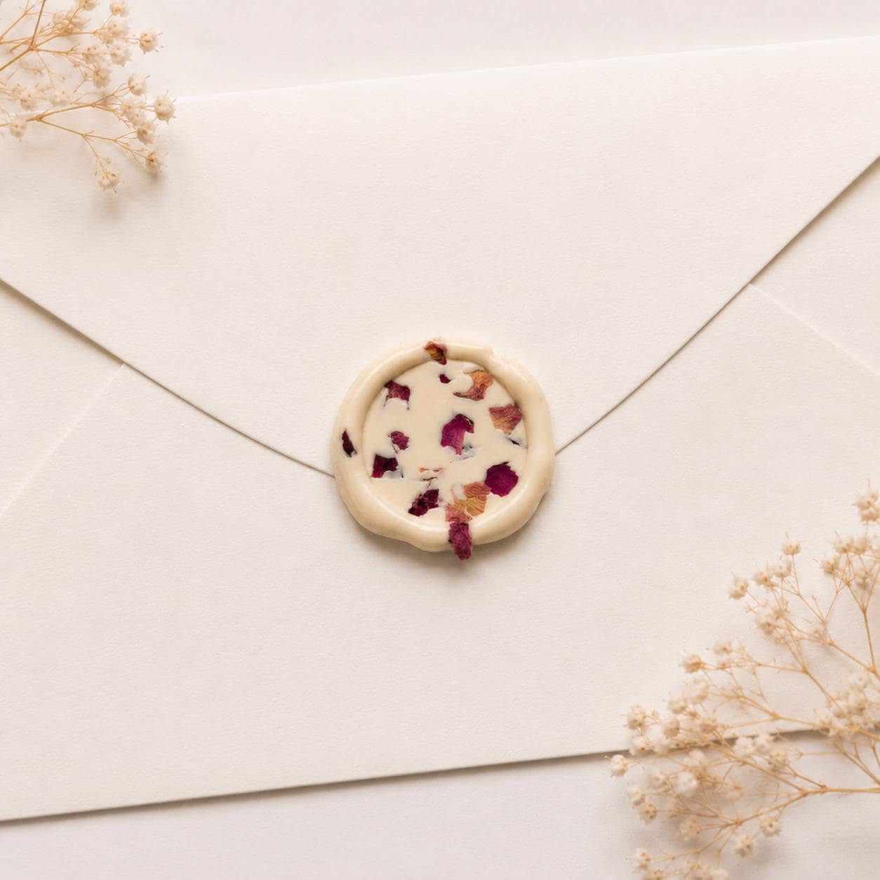 Handmade Rose Petal Wax Seal Stickers | Self-Adhesive Floral Seals for Invitations