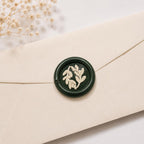 Olive Leaf Wax Seal Stickers | Handmade Floral Wedding Invitation Seals | Self Adhesive Envelope Seals