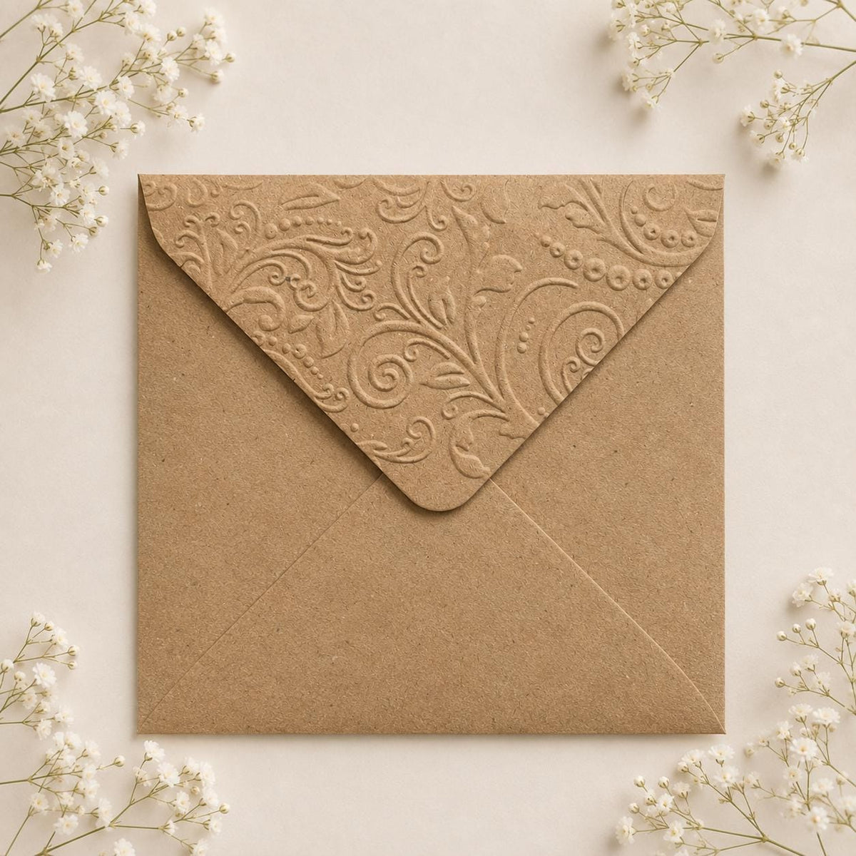 5x5 130x130mm Embossed Square Wedding Envelopes