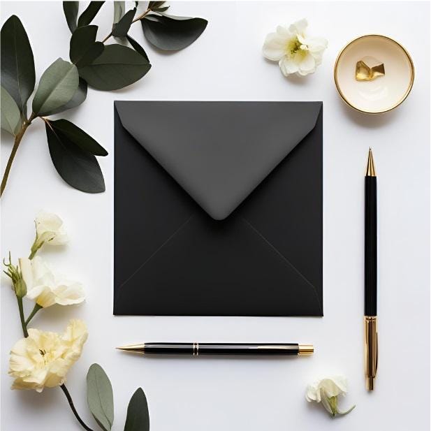 6x6 Black Square Envelopes – 155x155mm Envelopes for Cards & Invitations __etsy:7712727147