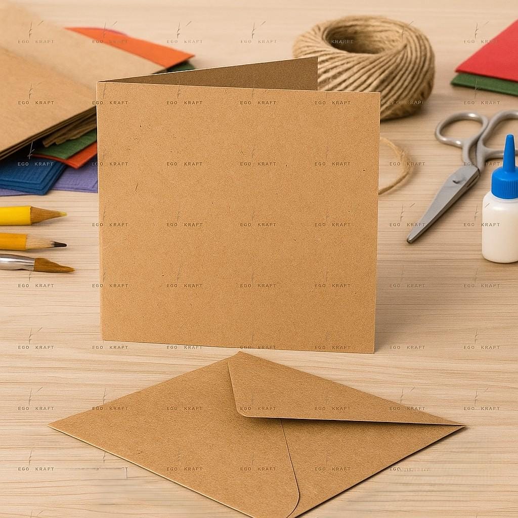 6x6 Kraft Card Blank and Envelope Set for Invitations Card Making Crafts __etsy:7605137016