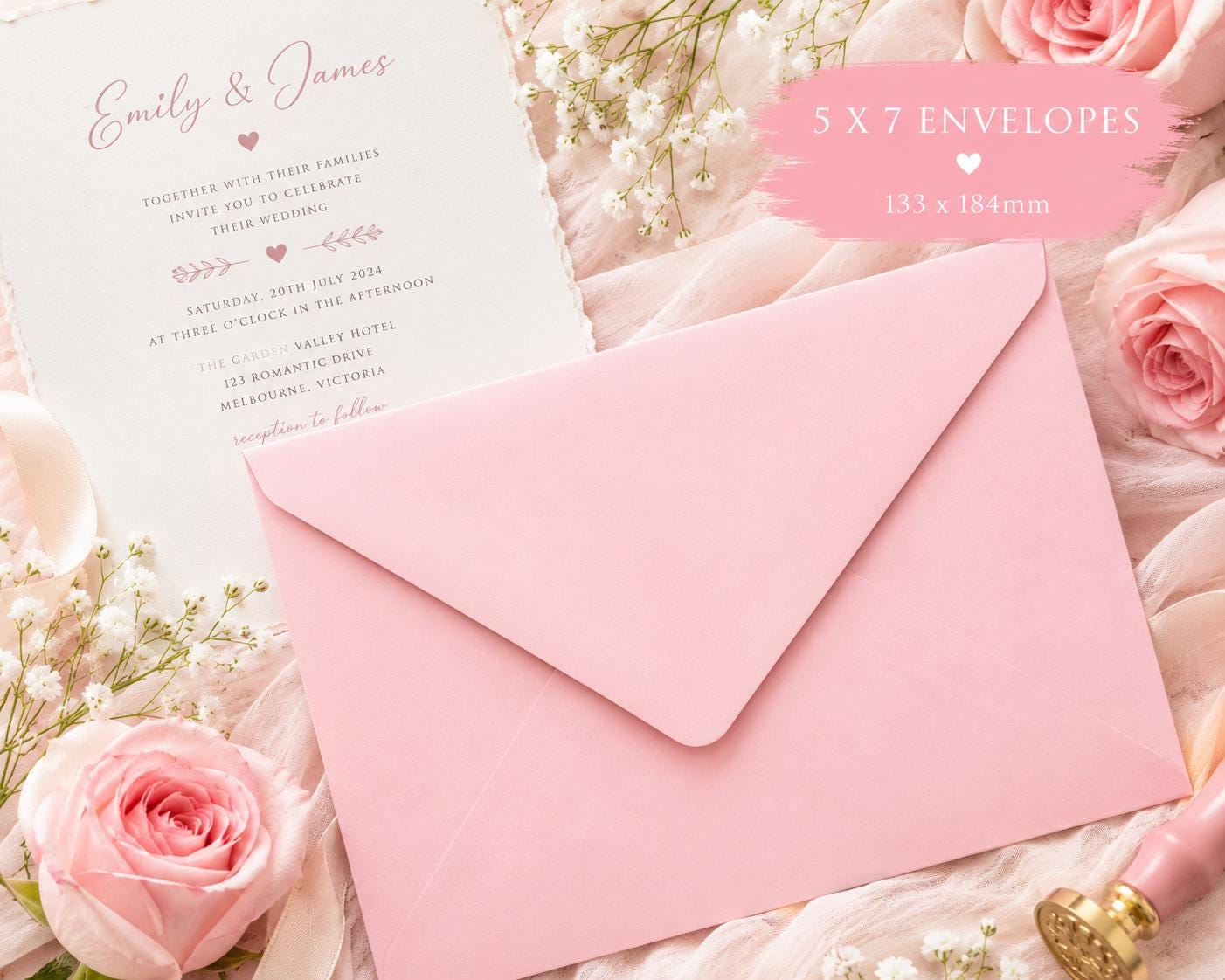 5x7 Light Pink Envelopes | Elegant Invitation Envelopes for Wedding Stationery __etsy:8023774944