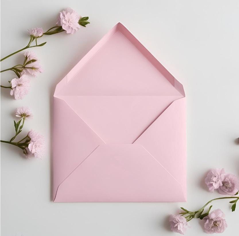 6x6 Light Pink Square Envelopes – 155x155mm White Inside, Card & Invitation Envelopes __etsy:7691371315