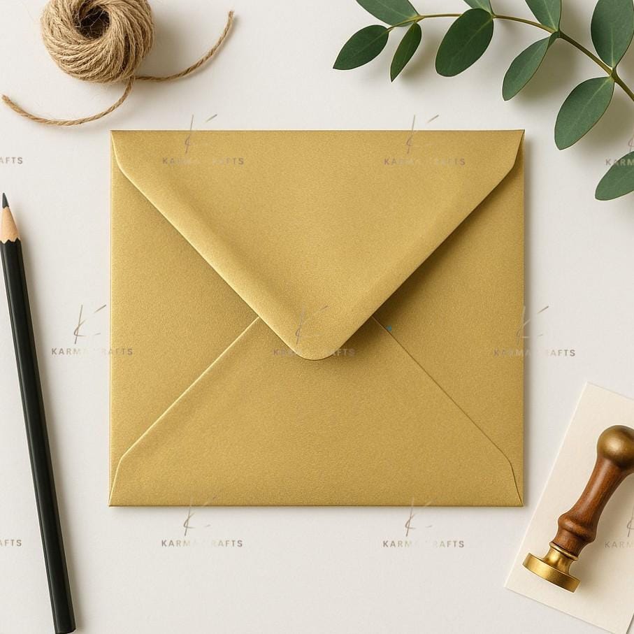 6x6 Metallic Gold Envelopes – 155x155mm Square Invitation Envelopes __etsy:7714659752